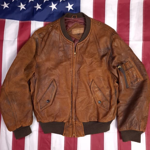 80's 국내산 리얼레더 밀리터리 MA-1 항공자켓