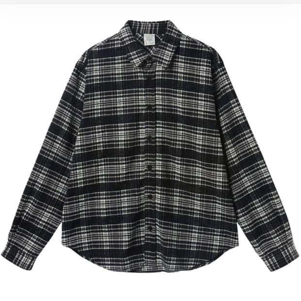 에스티유 체크 셔츠 블랙