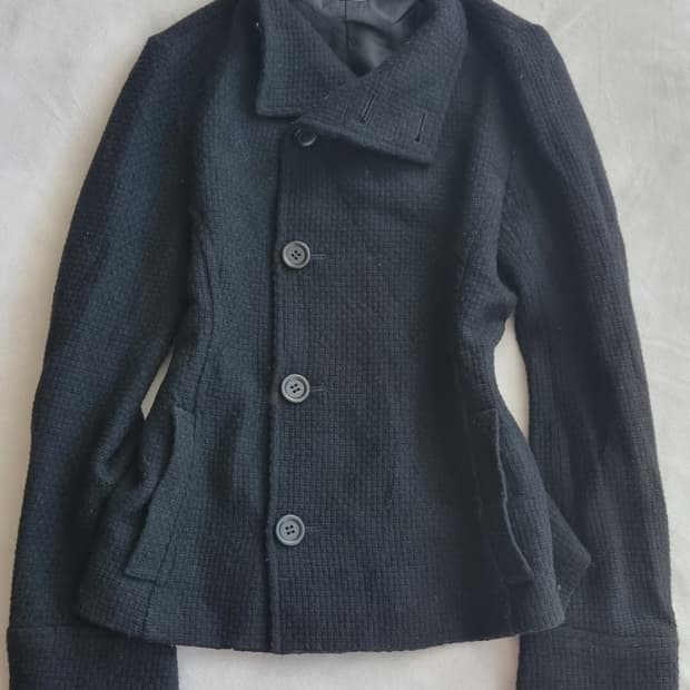 빈티지 모리걸 하구미 블랙 단추 코트