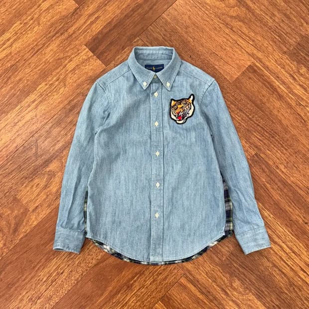 아동용 7 폴로 랄프로렌 타이거패치 데님 남방 셔츠 