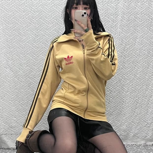 아디다스 Y2K 레트로 초코브라우니 오트밀 져지 집업 L C12060