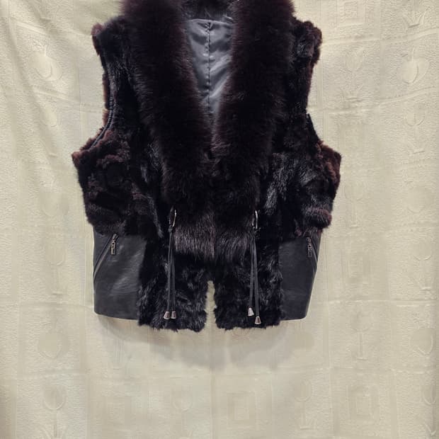 밍크 폭스 퍼 가죽 조끼 숏베스트 77정도