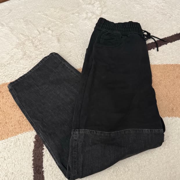 아모멘토 드로우스트링 데님팬츠 블랙 L