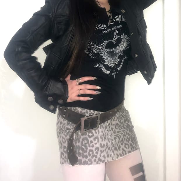 black punk leopard set