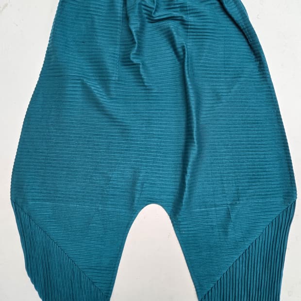 이세이미야케 플리츠 그린 배기 팬츠