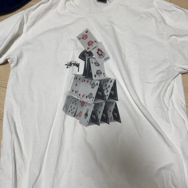 스투시 카드탑 그래픽 반팔 티셔츠 L
