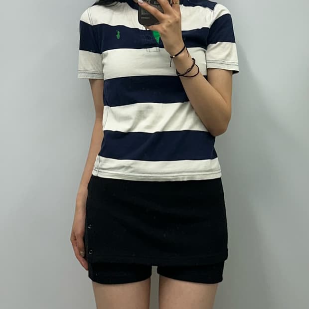 폴로 랄프로렌 단가라 헨리넥 반팔 티셔츠