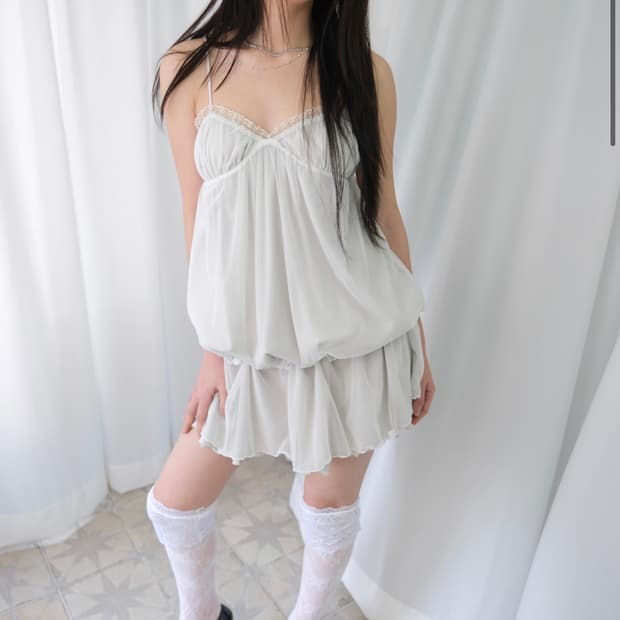 Sheer Layered Two-Way Dress M