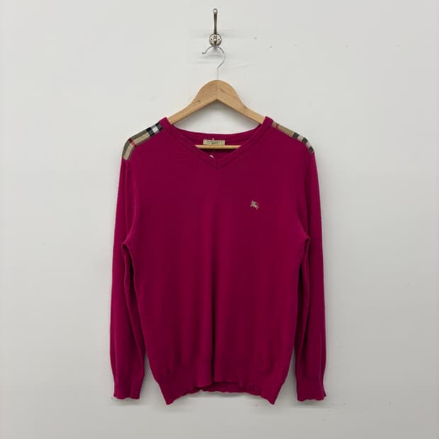 버버리 브이넥 니트 핑크색 여/M