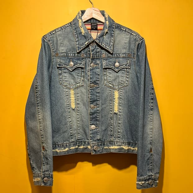 [M] 일본빈티지 블랭킷 라이닝 데님 트러커 자켓