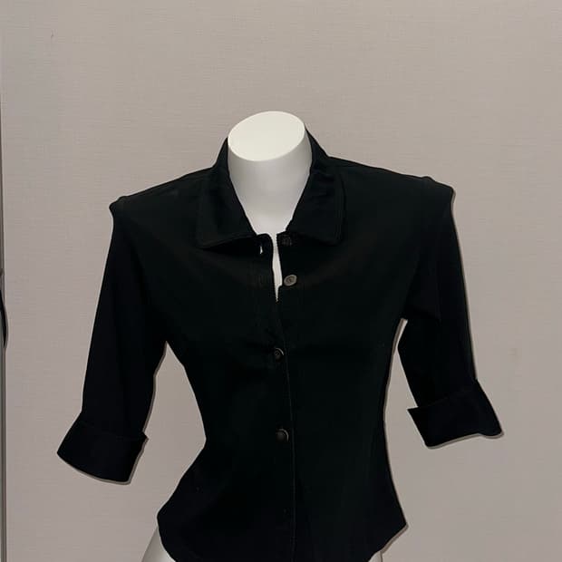 빈티지 6부 크롭 셔츠