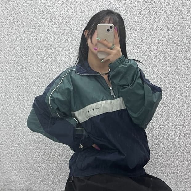 나이키 레트로 90's 배색 바람막이 반집업 아노락 L C07245