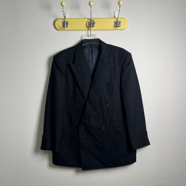 버버리 런던 블랙 스트라이프 더블 브레스티드 블레이저 