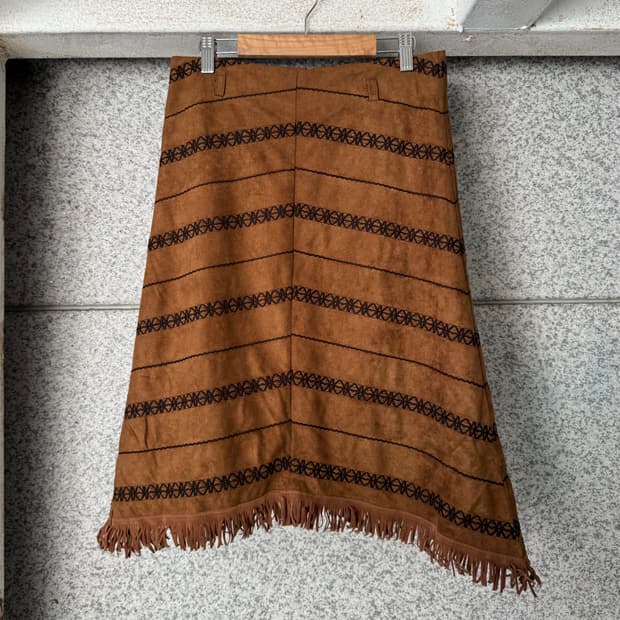 VTG JPN 웨스턴 스웨이드 미디 스커트