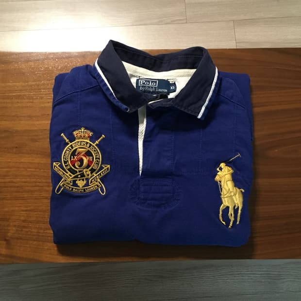 폴로 빅포니 긴팔 블루 럭비티 
