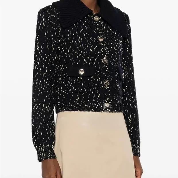 셀프포트레이트 반크롭 금사 가디건