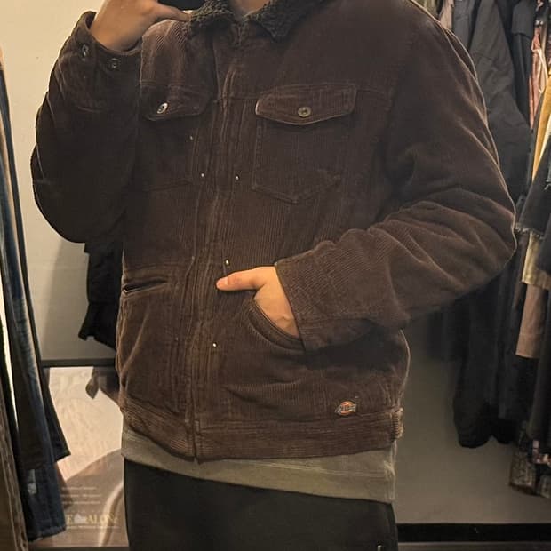 디키즈 브라운 갈색 양털 골덴 코듀로이 쉐르파 트러커 워크 자켓 웨스턴 