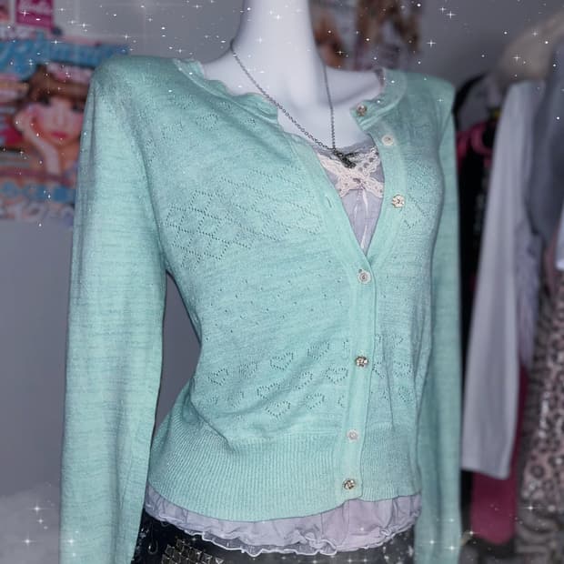 히메갸루 로걀 러블리 민트 니트 가디건