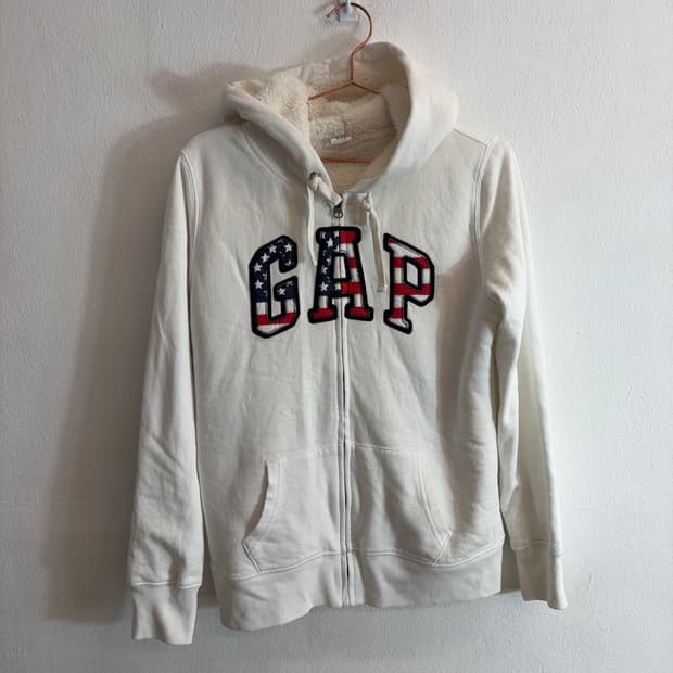 갭 GAP 성조기 로고 후드집업 아이보리(XS)