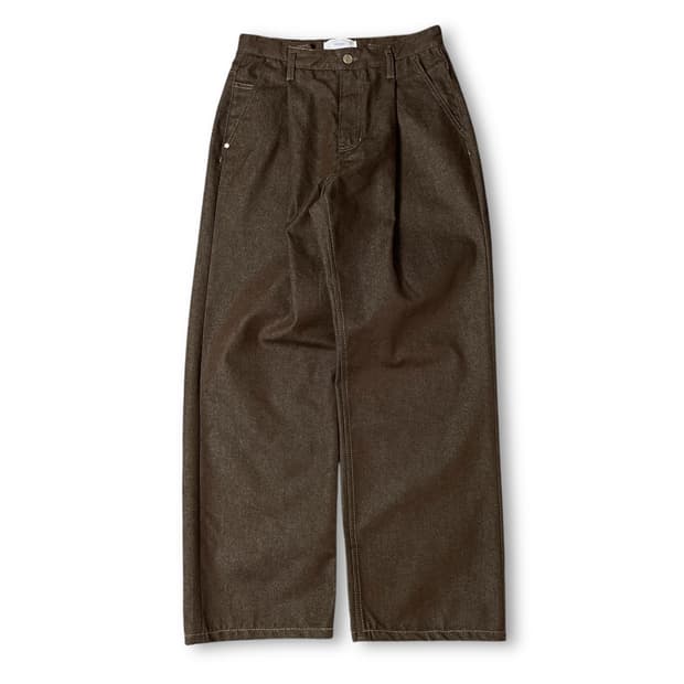 (30) 미나브 브라운 와이드 핀턱 데님 팬츠 M