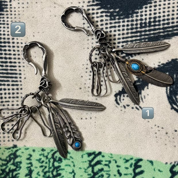 터키석 날개 페더 키링