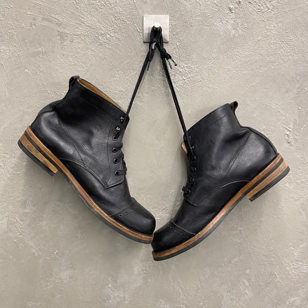 [275] Color Collar 컬러콜라 블랙 레더 캡 토 부츠