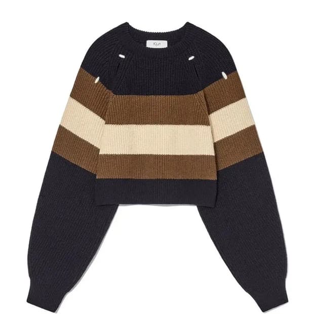 [kijun] 기준 크롭 니트 STRIPE CROP KNIT BLACK