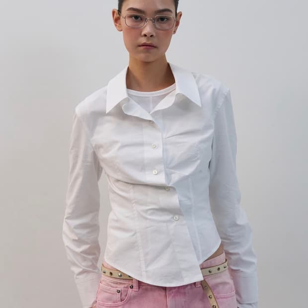 UNBALANCED BUTTON SHIRT (WHITE)
