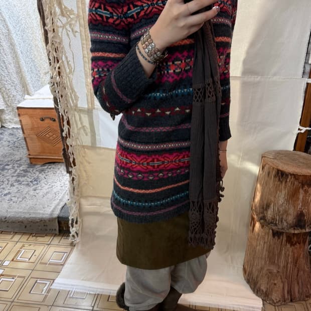 rose bud 패턴 니트 (wool100%)