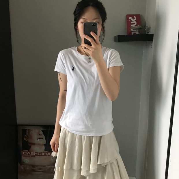 폴로 랄프로렌 포니로고 QR코드택 화이트 반팔티