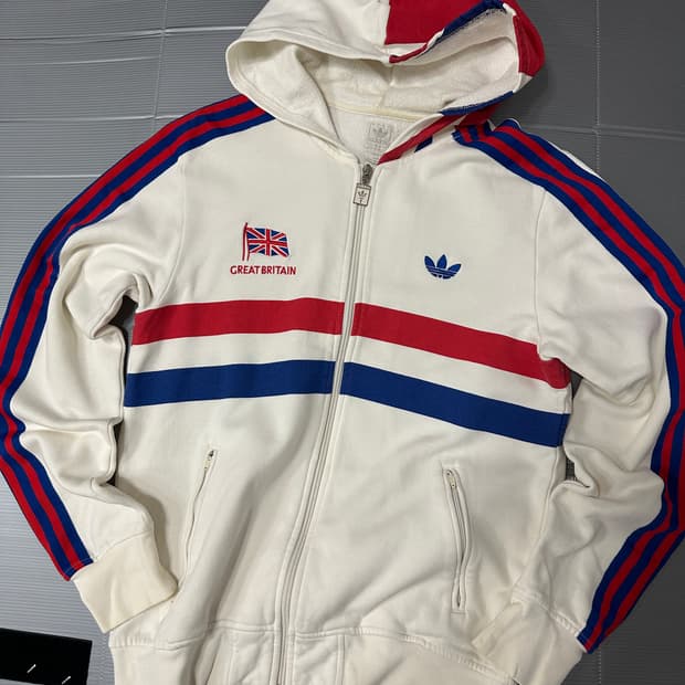 아디다스 영국 후드집업 화이트 95 