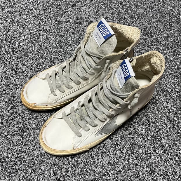 골든구스 하이탑 스니커즈 화이트 실버 38