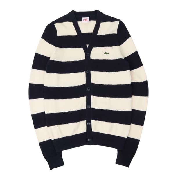 라코스테 네이비 스트라이프 가디건