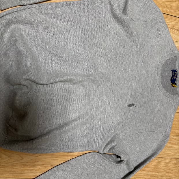 폴로 와플니트 그레이