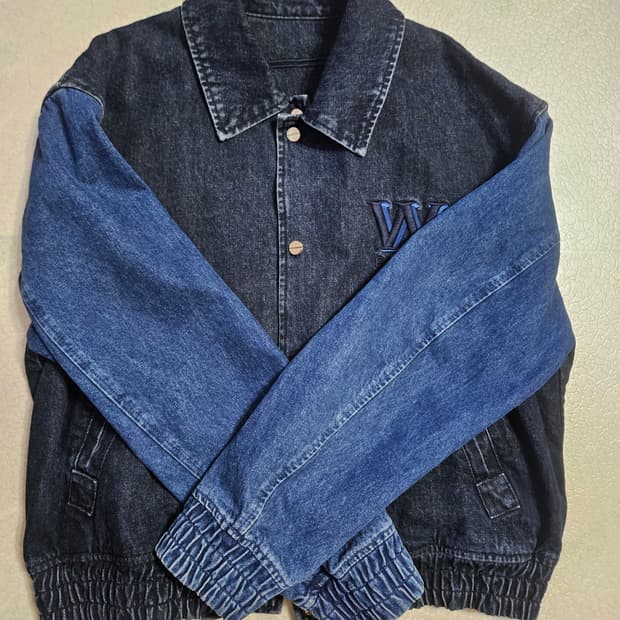 우영미 데님 바시티자켓