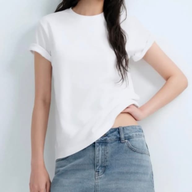 우먼즈 베이식 크루 넥 티셔츠 [화이트]