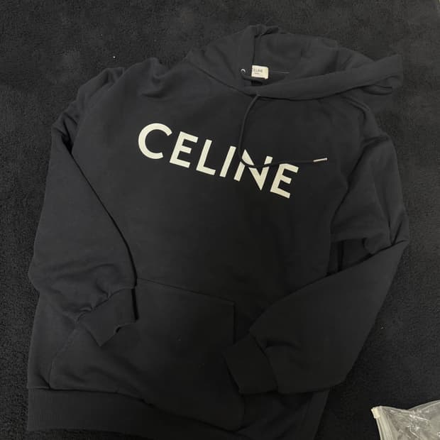 셀린느 코튼 플리스 블랙 후드티 S