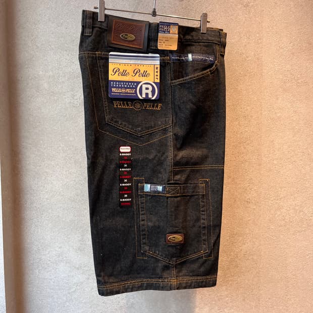 90. 펠레펠레 울트라 블루 진 흑청 데님 버뮤다 팬츠 데드스탁