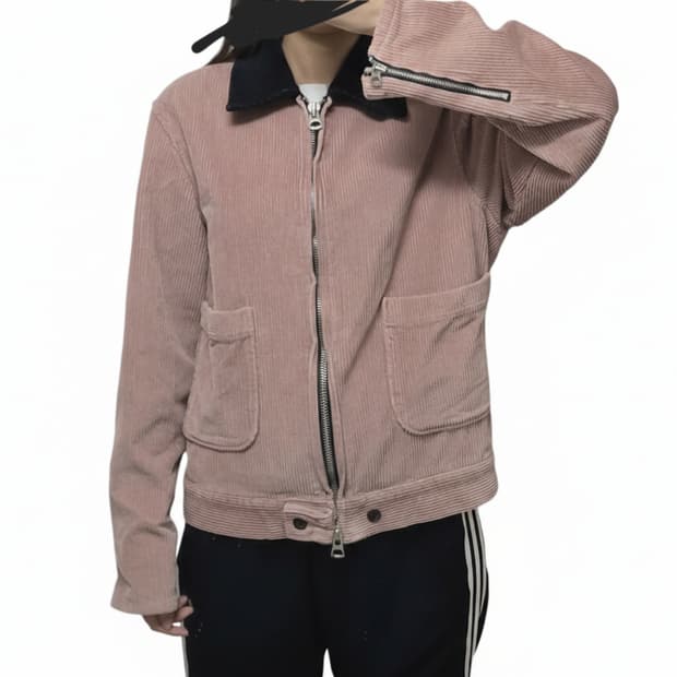 앤더슨벨 인디핑크 코듀로이 집업 자켓/백로고