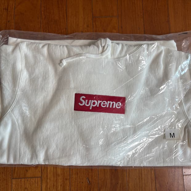 [M]16FW 슈프림 박스로고 후드 흰빨