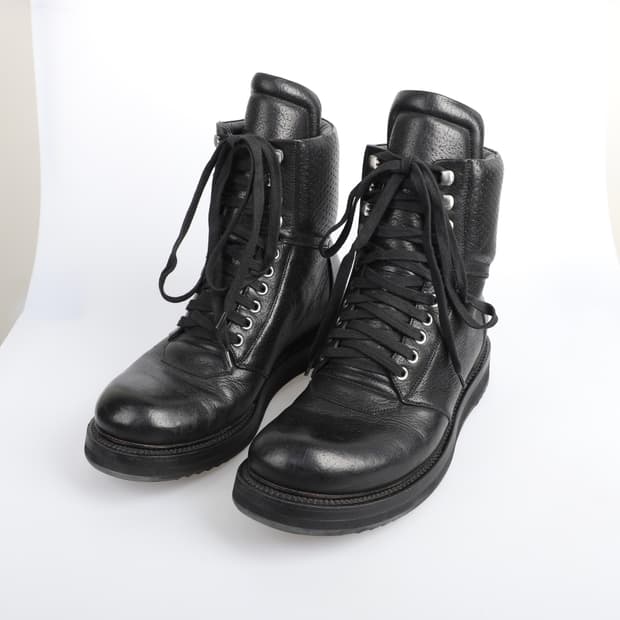 42 / Rick Owens 릭오웬스 레더 부츠 하이탑 블랙