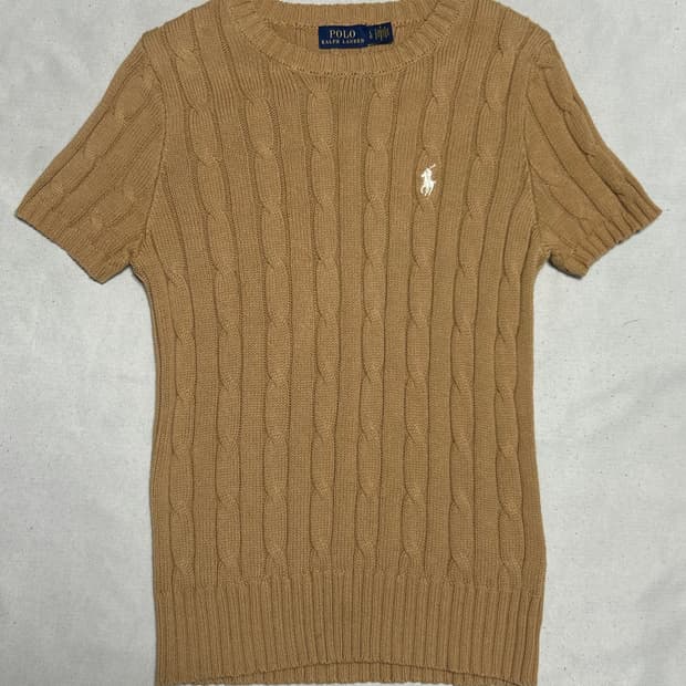 🫶🏻 폴로랄프로렌 여성용 브라운 케이블 반팔 니트🫶🏻