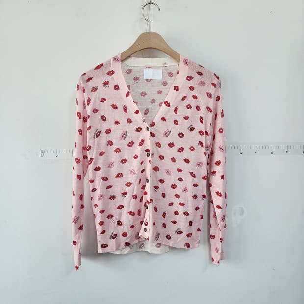 쟈딕앤볼테르 립 프린트 핑크 가디건