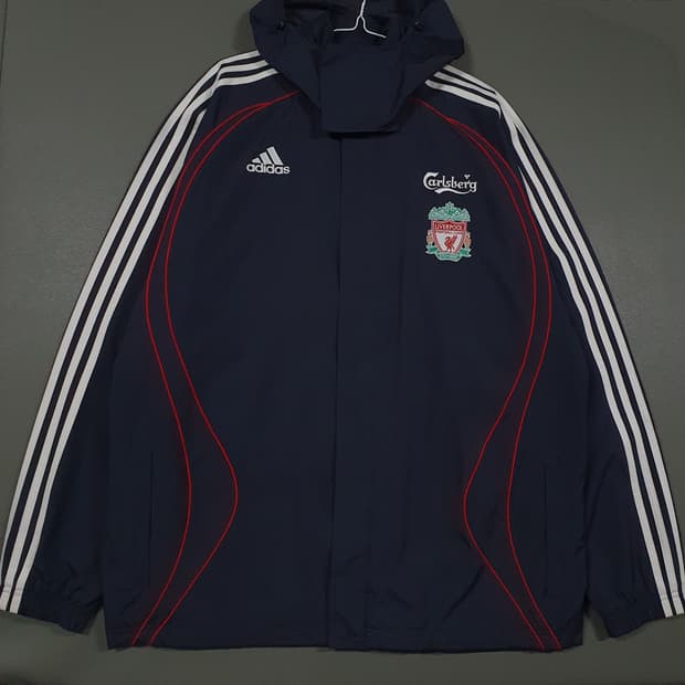 2XL (110) 아디다스 X 리버풀 칼스버그 바람막이 자켓 그레이 희귀