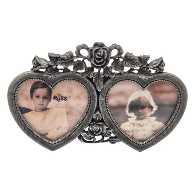 80s 미국 러스 하트&로즈 2구 주석 액자