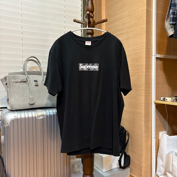 L ] 슈프림 박스로고 반다나 블랙 반팔