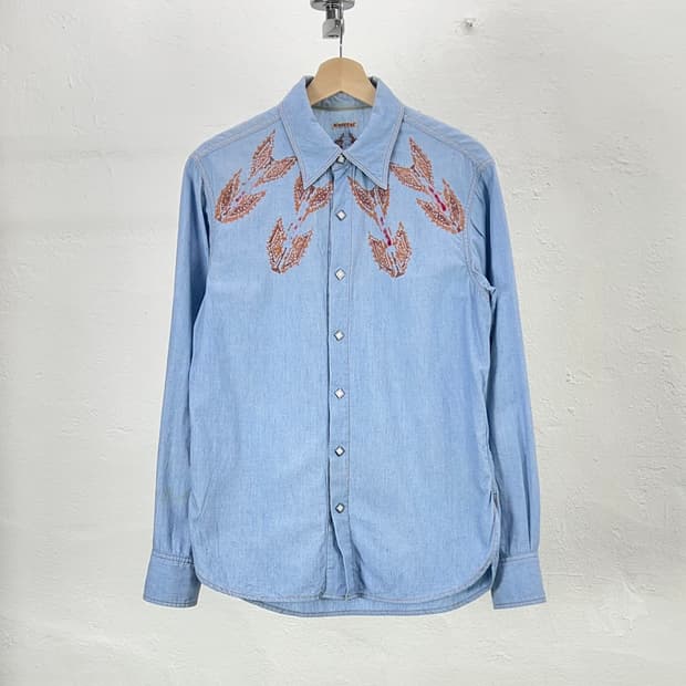 캐피탈 웨스턴 펄 스냅 요크 데님 셔츠