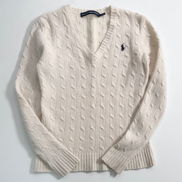 폴로 랄프로렌 화이트 울 니트 
