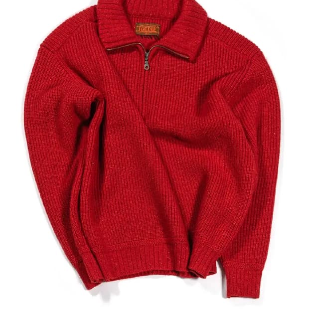이외들 빌딩숲 울 블랜드 하프 집업 니트 풀오버 - 레드 2 사이즈