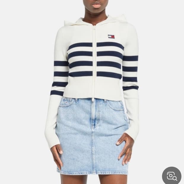 타미힐피거 스트라이프 니트 후드집업